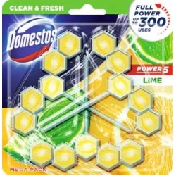 WC fertőtlenítő, 3 db-os, DOMESTOS "Power 5", lime
