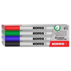 Tábla- és flipchart marker, 1-3 mm, kúpos, KORES "K-Marker", 4 különböző szín